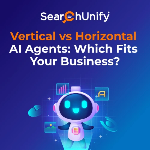 Infographie comparative : agents IA verticaux vs horizontaux — SearchUnify